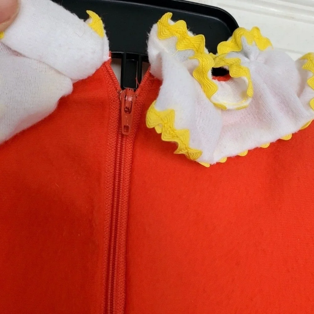 Vintage 80's Clown‎ Costume Multicolor Ruffle Pom Pom Halloween Dress Up Med 3/4